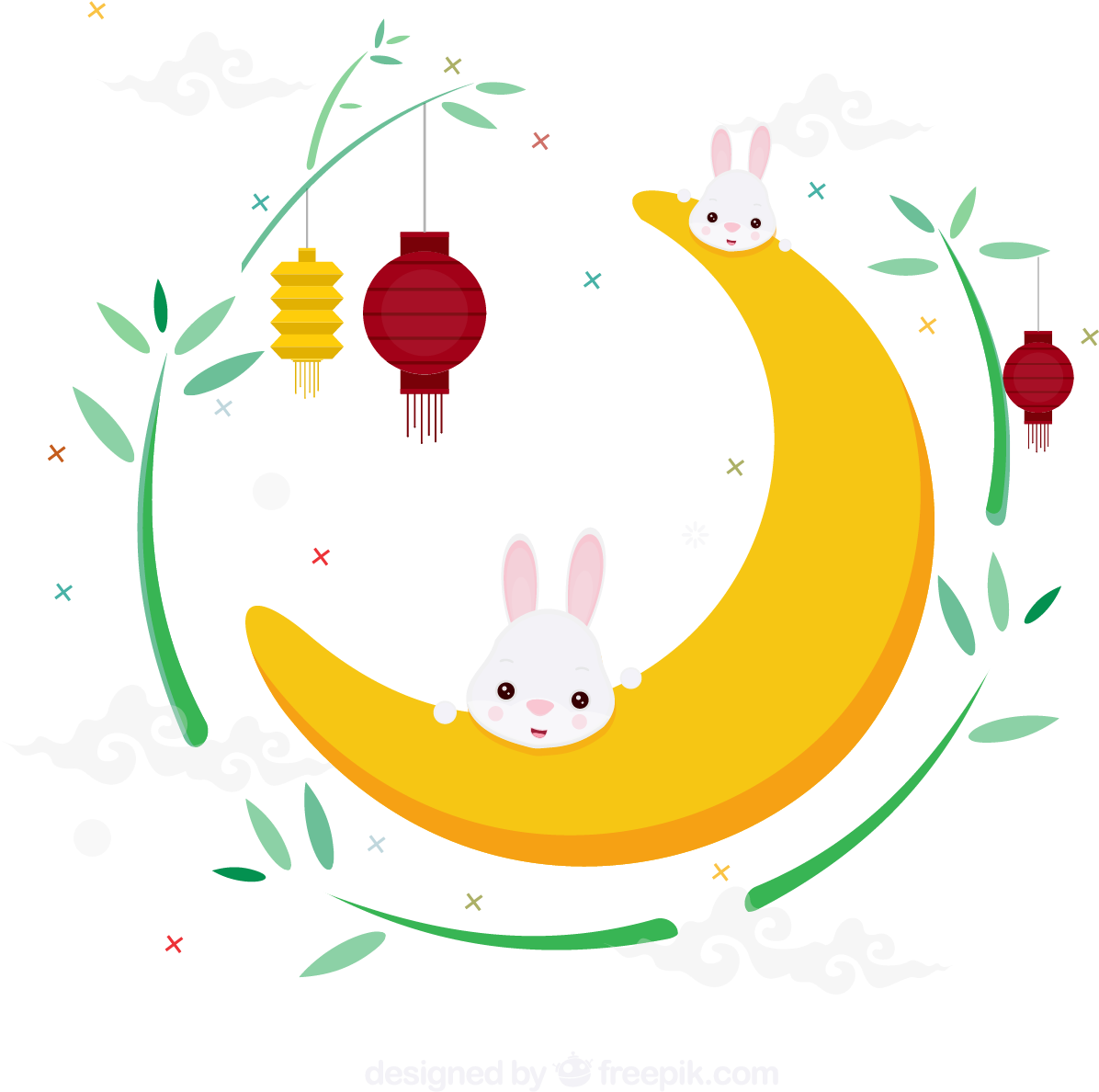 M#autumn Festival Moon Rabbit Illustration - Mid-autumn Festival (2222x2222)