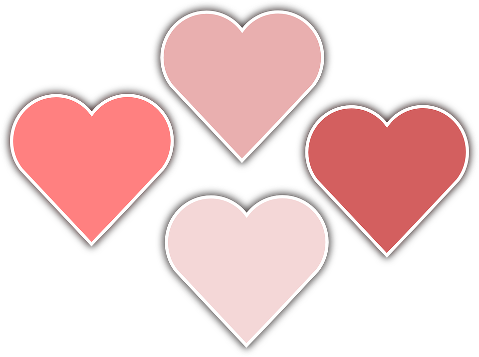 Heart, Shadow, Love, Pink, Shape, Hearts, February - Corações Rosa Desenho Png (960x716)