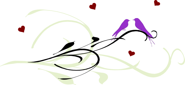 Love Birds Branch Download - Clip Art (600x277)