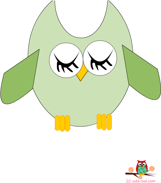 Green Sleepy Owl Wall Decoration Sticker - Cartoon (612x756)