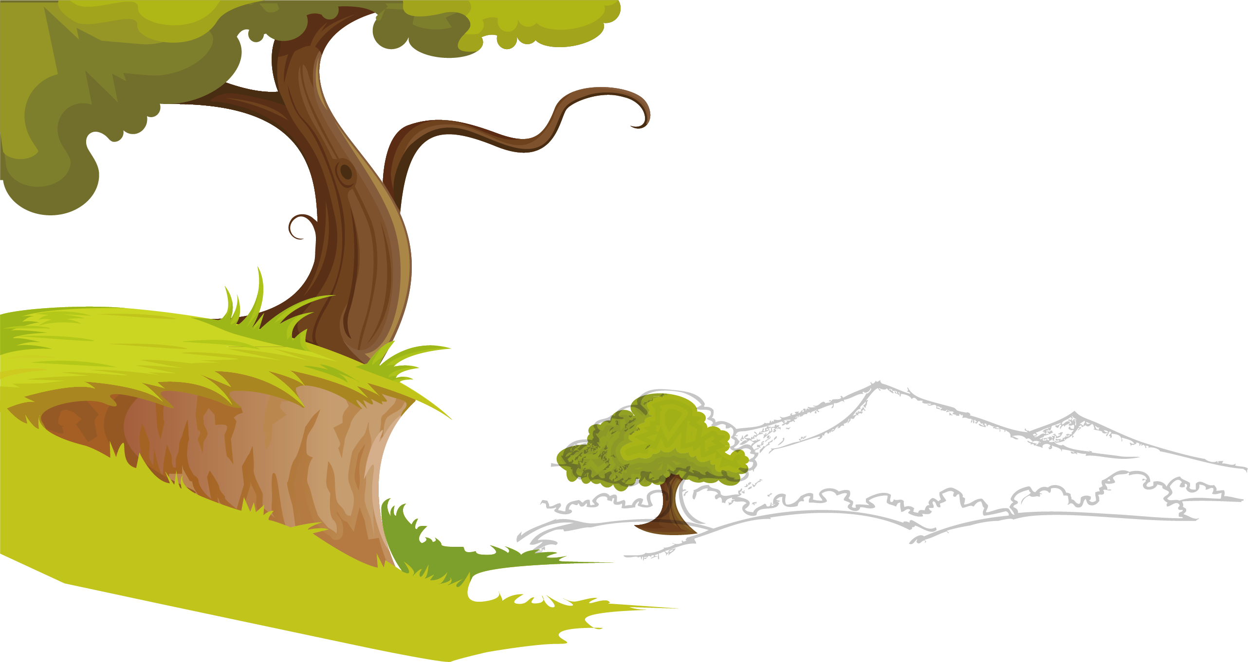 Tree Grass Spring Poster Material - Nature (2564x1362)