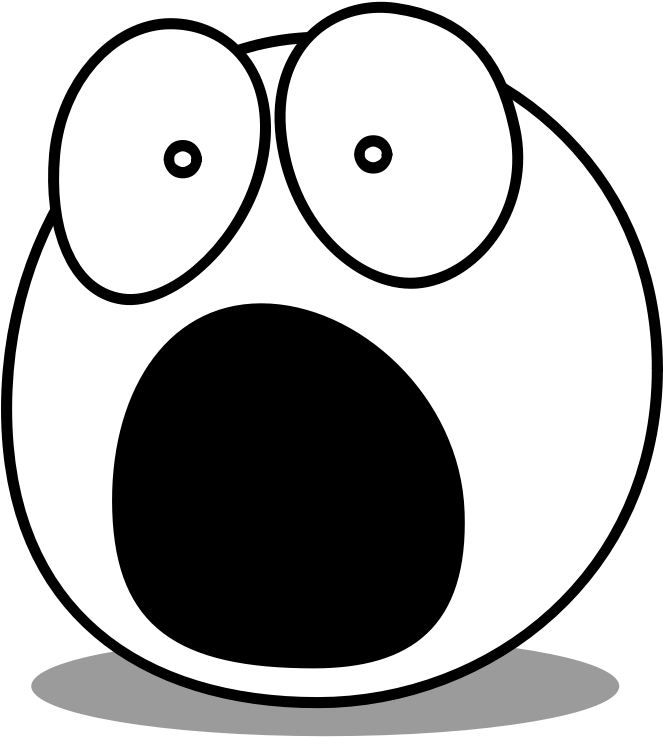Emotions Clipart Horrified - Surprised Smiley Black And White (800x800)