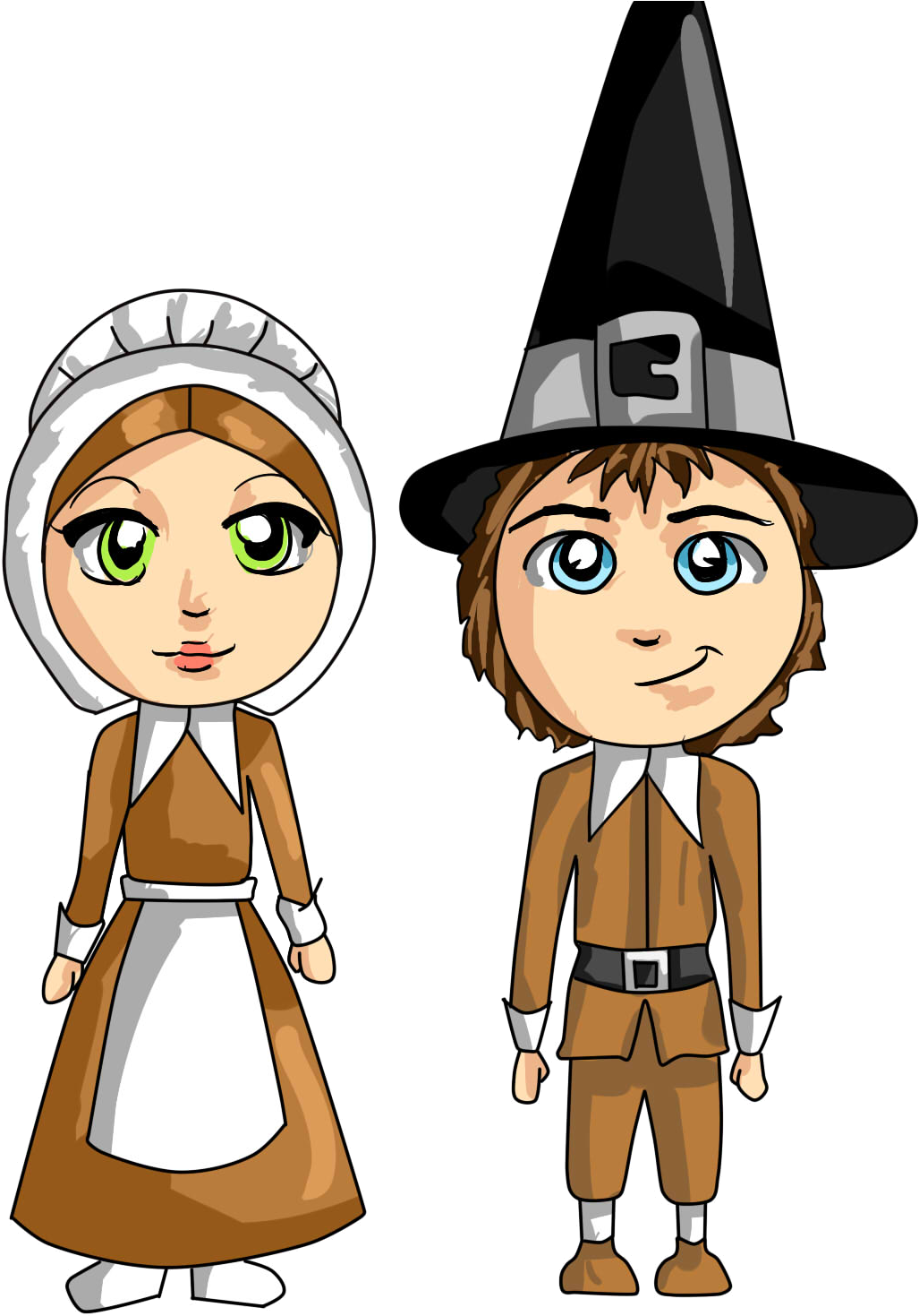 Pilgrim Thanksgiving Clipart - Pilgrim Cartoon Clipart (1080x1572)
