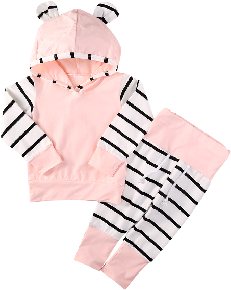 Pink Stripe Clothing Set - Baby Outfits For Girls (600x600)