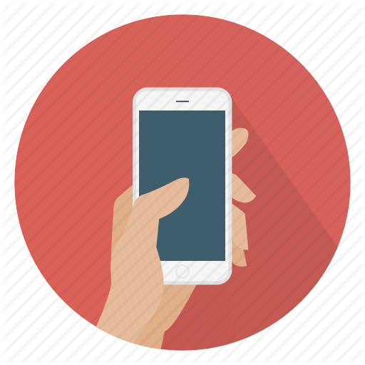 Smartphone Round Icon - Phone In Hand Icon (512x512)