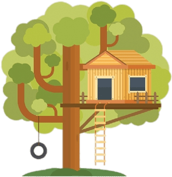 Treehouse In Large Tree - Treehouse Illustration (400x400)