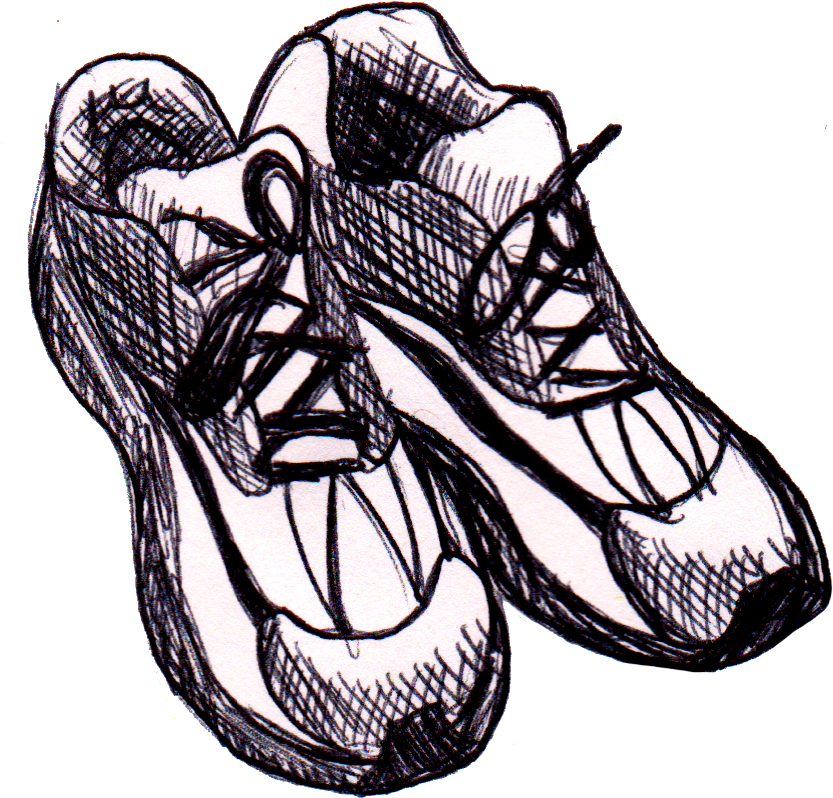 Running Shoes Sketch By Dandantheartman On Deviantart - Running Shoes Drawing (867x843)