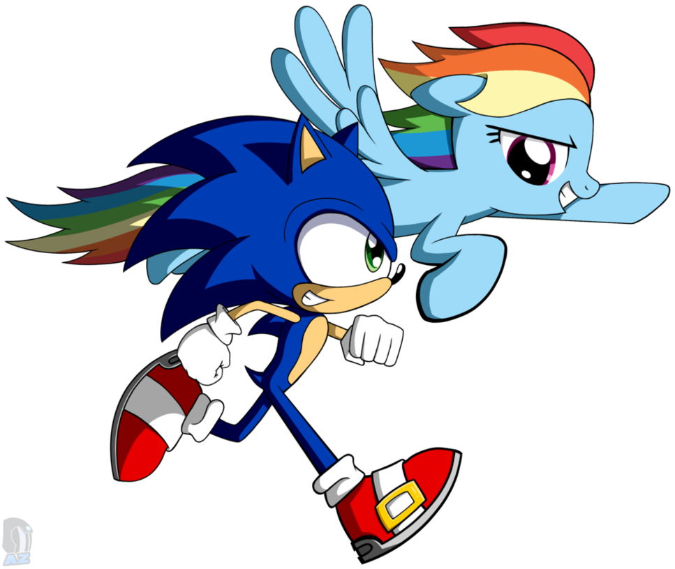 Fastest Friends Forever By Az Derped Unicorn - Sonic Unicornio (975x819)