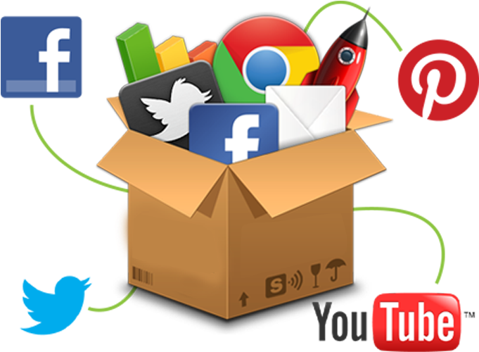 Digital Marketing - Social Media Icons Box Png (1000x600)