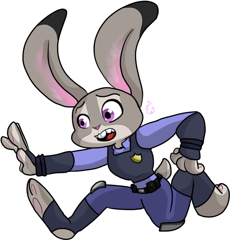 Judy Hopps Running By Caught-gaming - Cartoon (894x894)