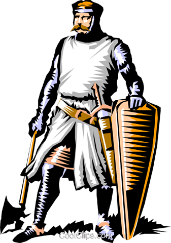 Knight Ready For Battle Royalty Free Vector Clip Art - Knight Middle Ages Cartoon (337x480)