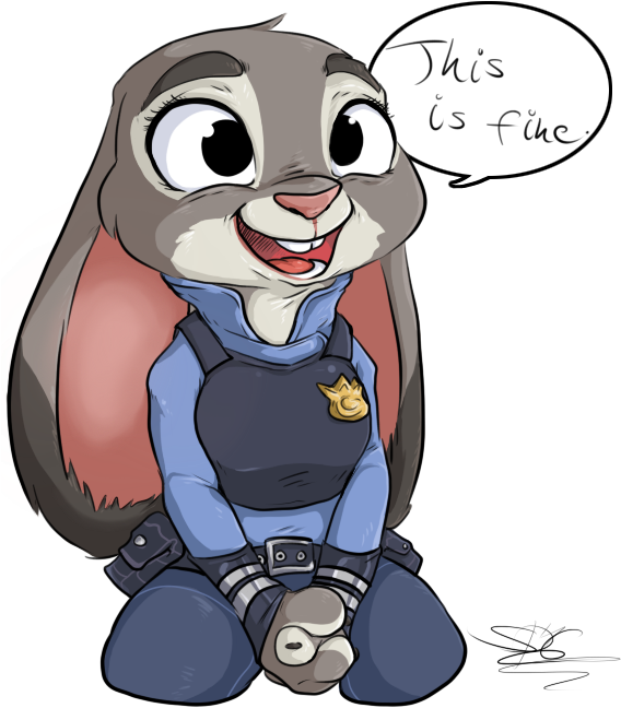 This Is Fine By S-dash - Zootopia De La Coneja (600x665)