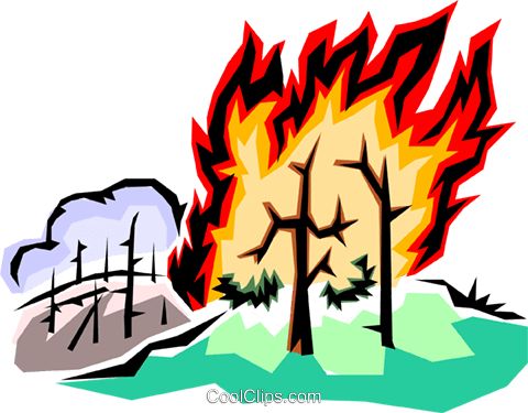 Forest Fire Royalty Free Vector Clip Art Illustration - Forest Fire Clip Art (480x375)