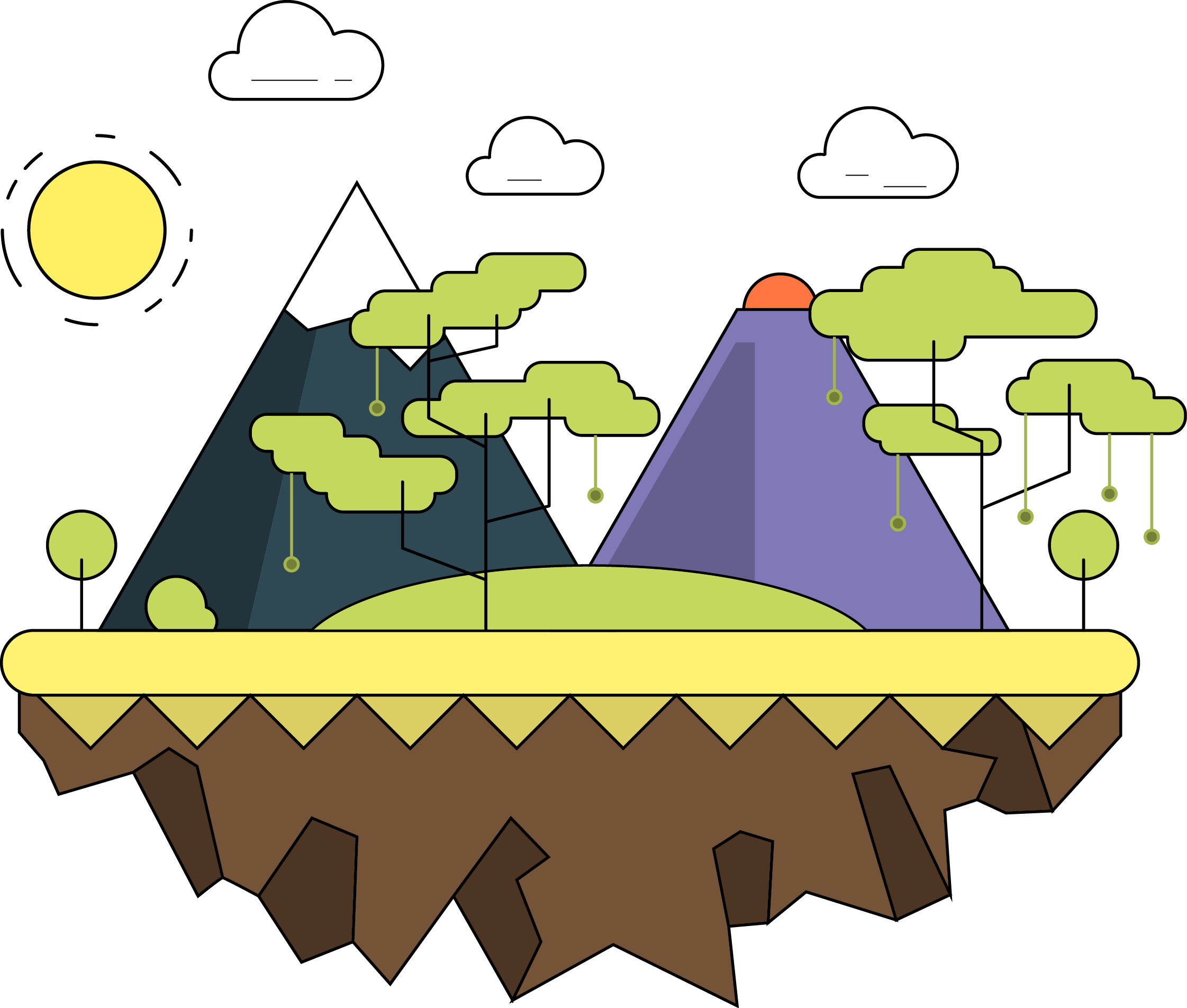 Landscape Nature Cartoon Illustration - Vector Graphics (2243x1905)