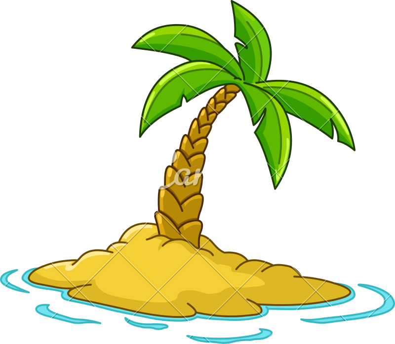 Island With Palm Tree Vector - Isola Con Palma (800x698)