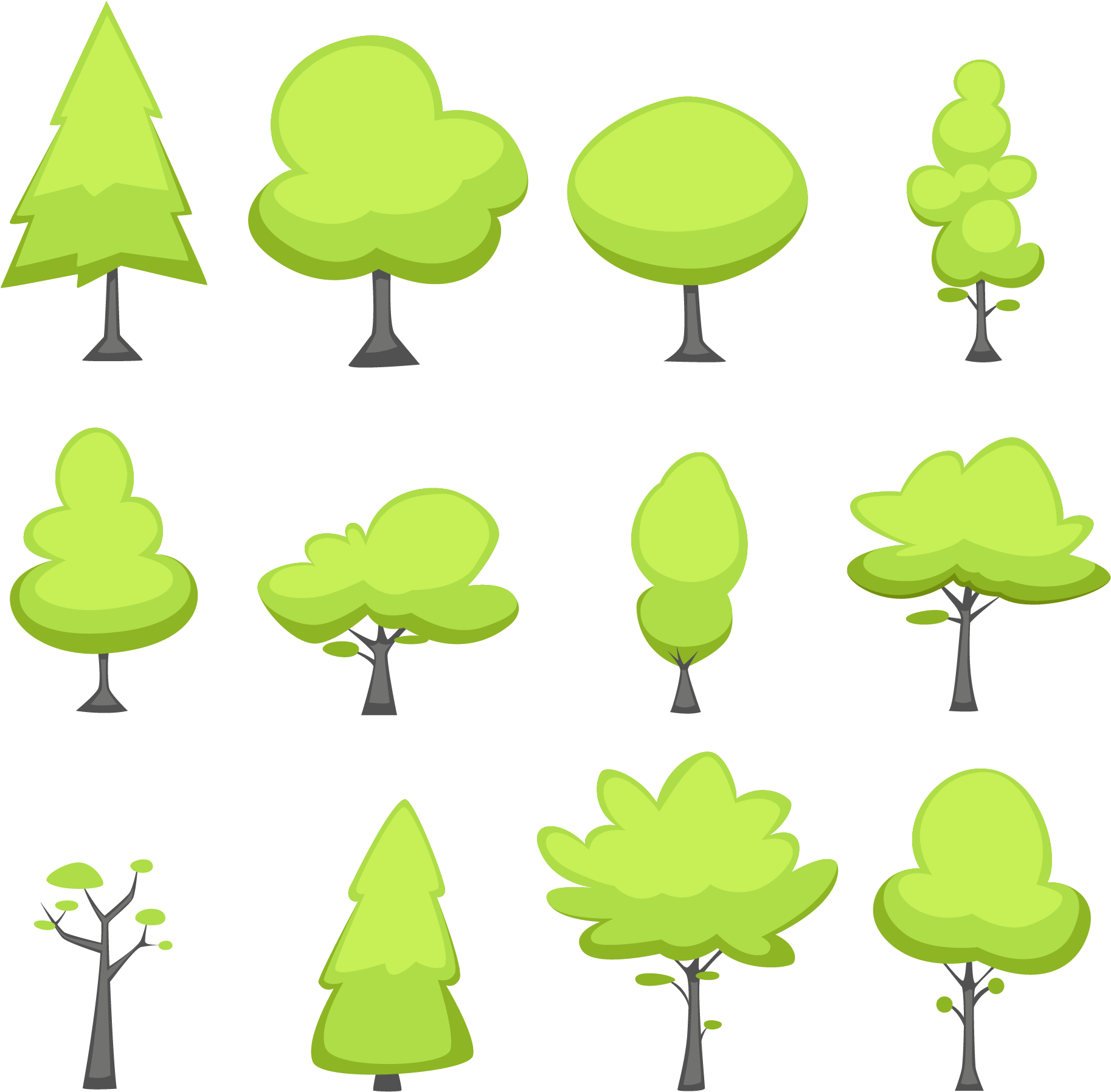 Vector Green Cartoon Simple Forest Forest Collection - Court (3195x3195)