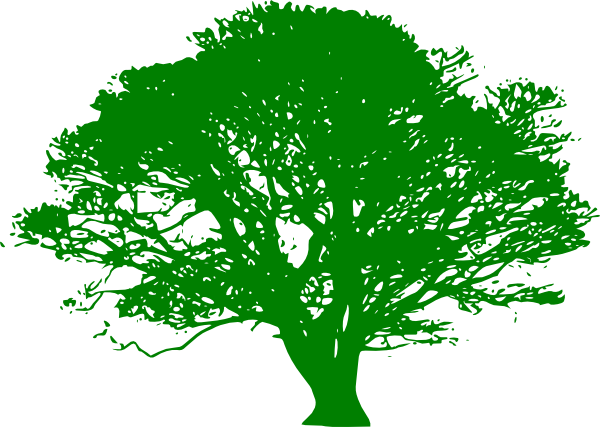 Green Tree Clip Art At Clker - Oak Tree Clip Art Black And White (600x427)
