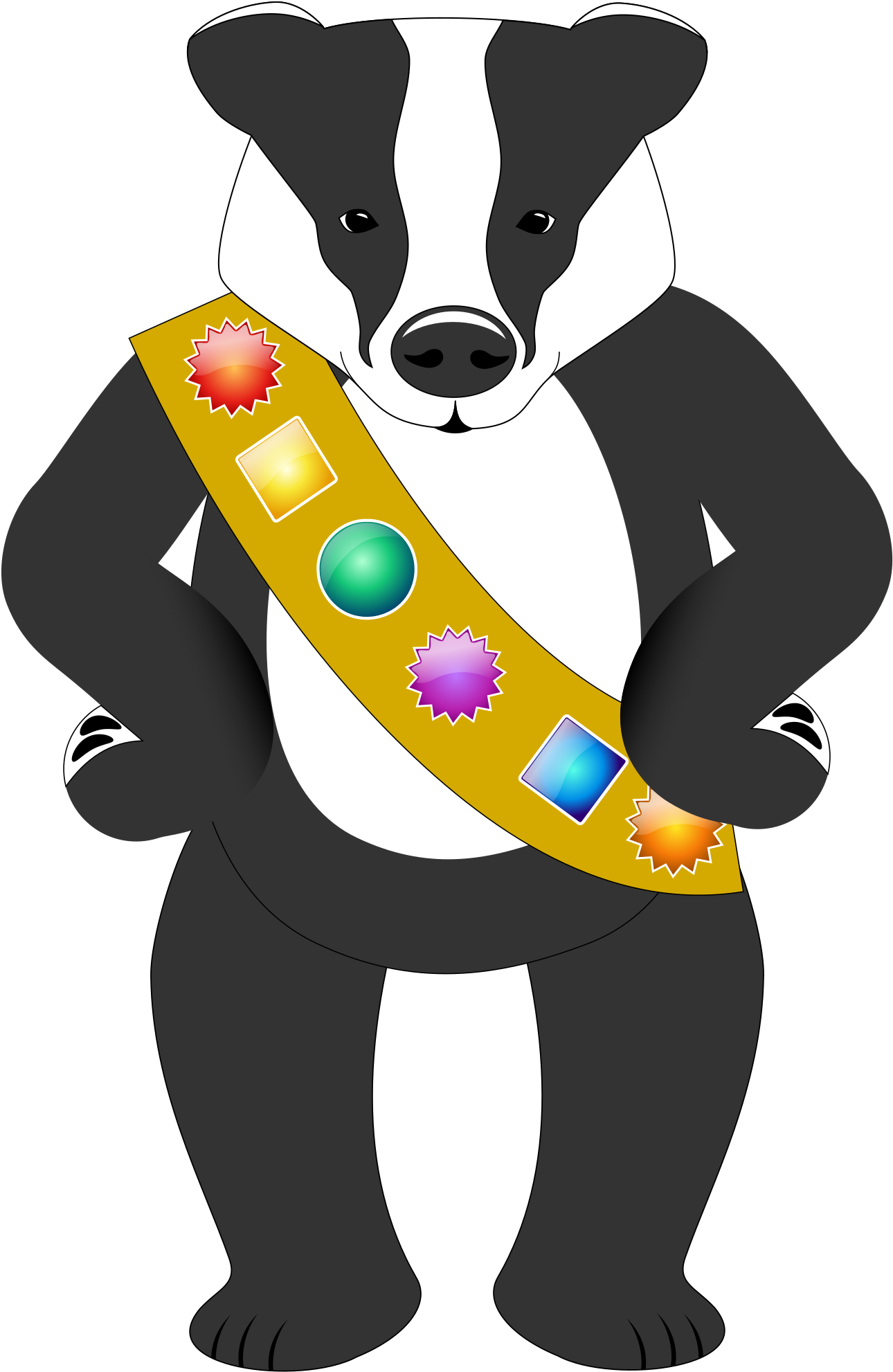 Clipart - Badger Wearing Badge (1697x2400)