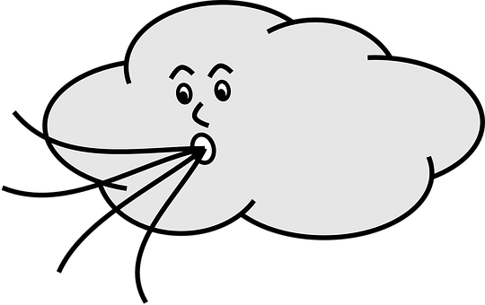 Wind Blowing Cloud Face Weather Storm Wind - Cartoon Wind Blowing (540x340)