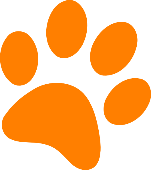Orange Paw Print Clip Art - Orange Paw Print Clipart (528x595)