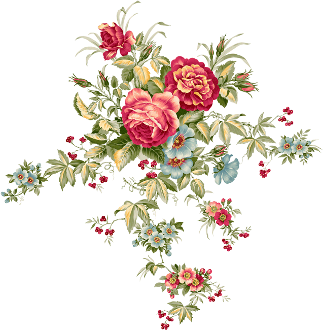 سكرابز بدون تحميل - Vintage Flowers Flower Png (664x700)