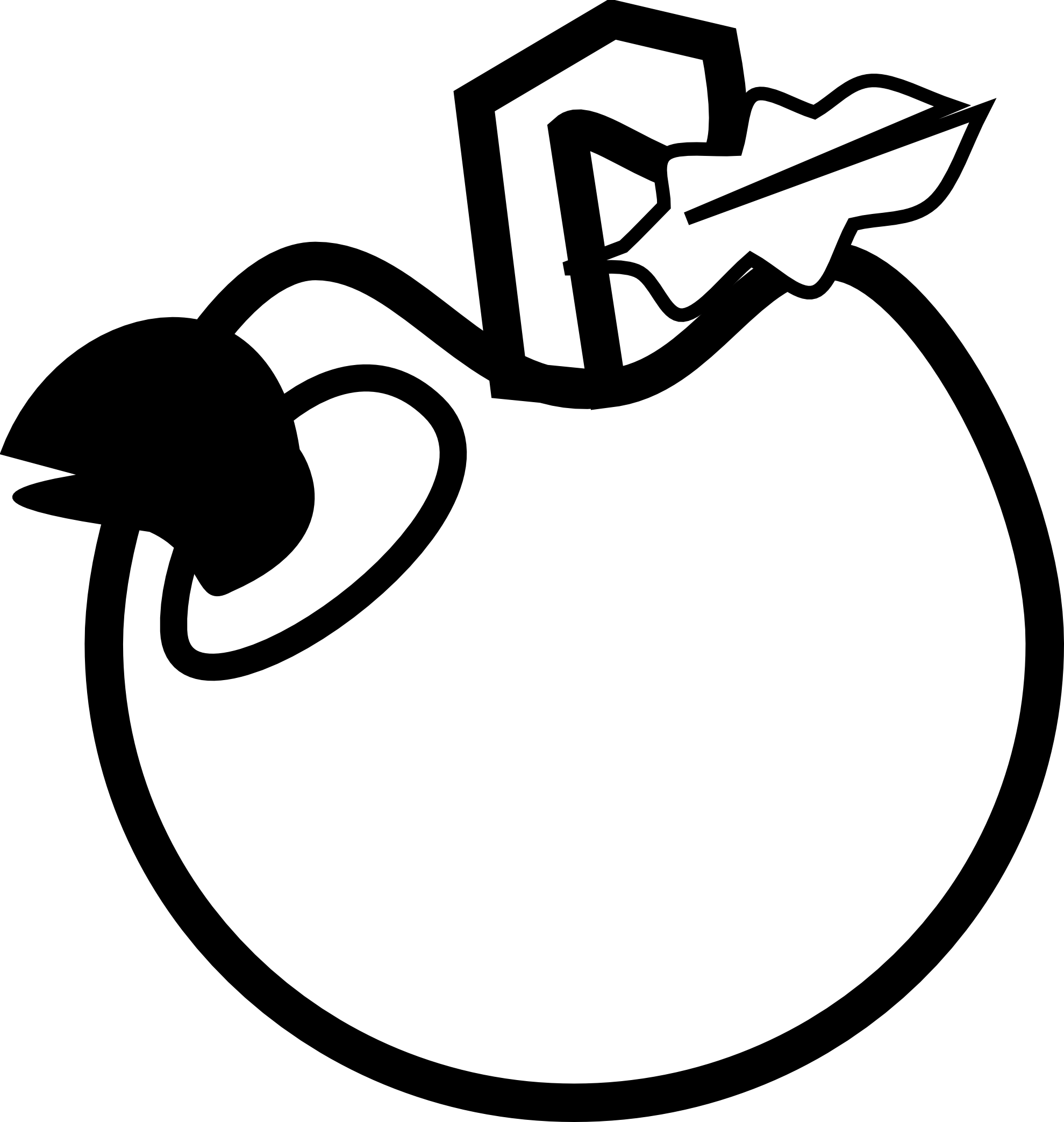 Milker Warm And Black Apple Black White Line Art 999px - Black (1979x2087)