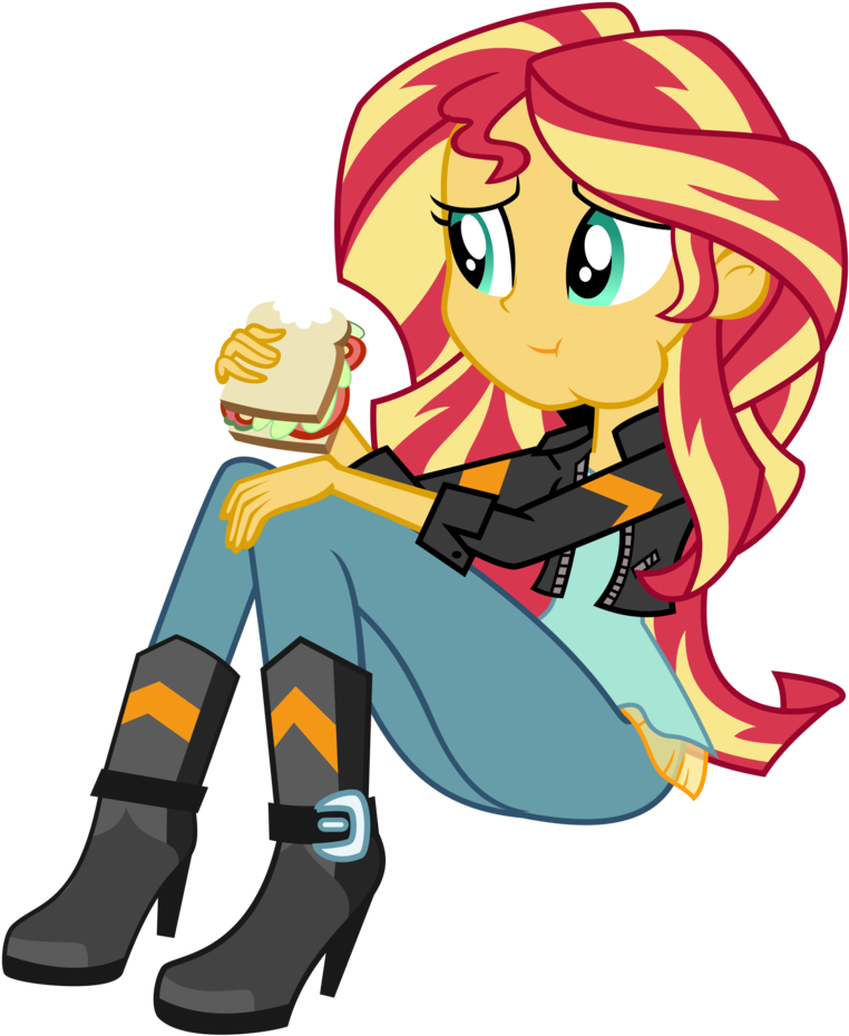 Sunset Eating A Sandwich By Keronianniroro - Sunset Shimmer Eating A Sandwich (870x1024)