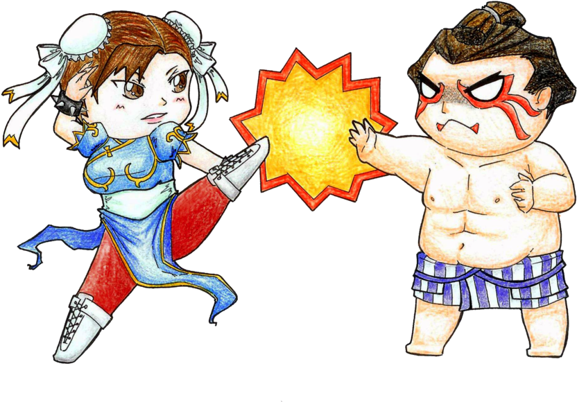 Chun Li And E Honda By Flying Bagel - Cartoon (900x617)