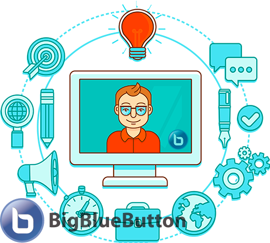 Web Conferencing Based On Bigbluebutton And Moodle, - Web Conference Bigbluebutton (530x477)