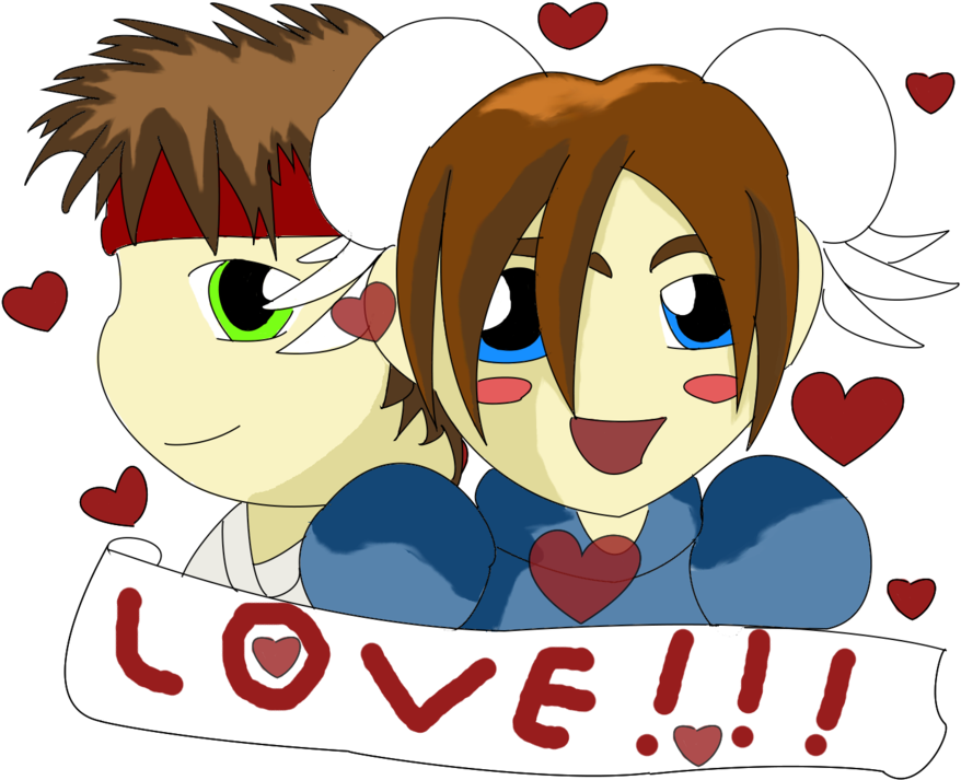 Ryu And Chun Li Love By Akimar - Ryu & Chun Li Love (900x728)