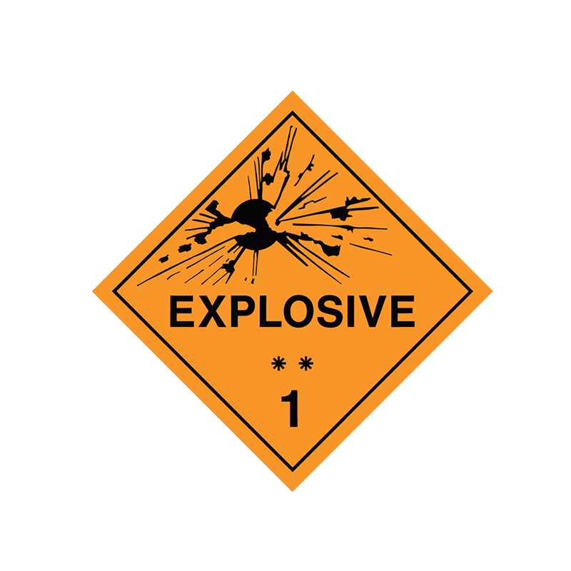 Brady Dangerous Goods Sign / Placard - Hazardous Material Placards, Label - Explosive1 (800x800)