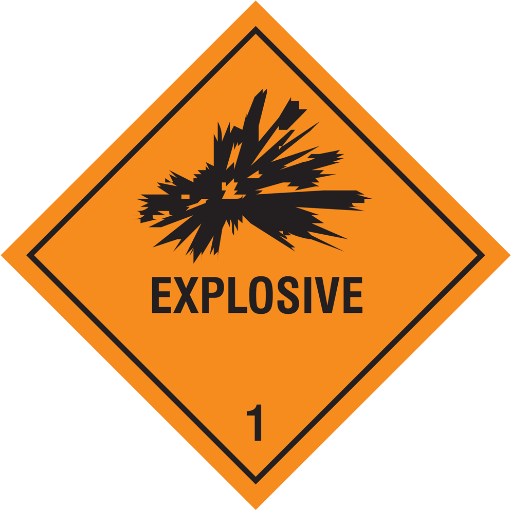 Hazchem Signs & Stickers - Class 1 Hazmat Placards (1000x1000)