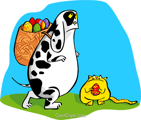 Cat And Dog Concept With Easter Eggs Royalty Free Vector - Cat And Dog Concept With Easter Eggs Royalty Free Vector (480x407)