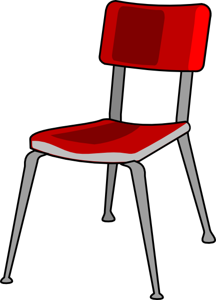 Red Student Desk Chair Clip Art - Chair Clipart (432x599)