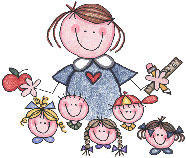 1st Grade Teacher - Teacher And Kids Clip Art (725x618)