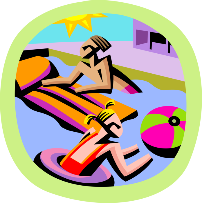 Vector Illustration Of Summer Swimming In The Pool - Graphic Design (696x700)