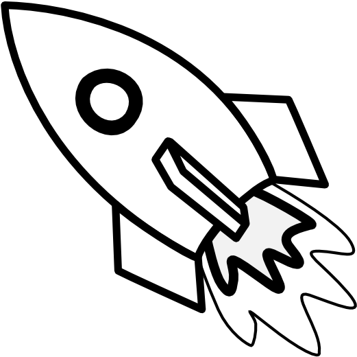 Monochrome Clipart Toy - Colouring Picture Of Rocket (555x555)