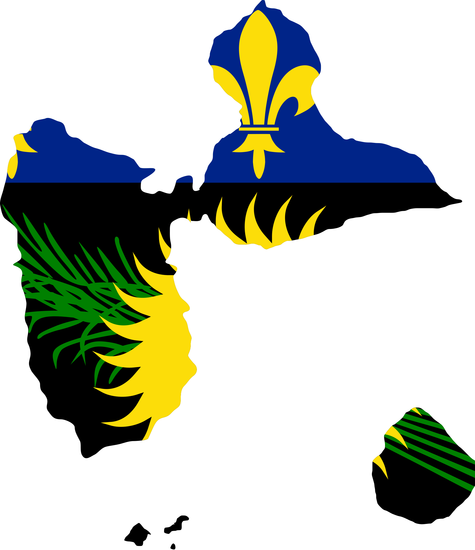 Open - Guadeloupe Flag Map Png (2000x2318)