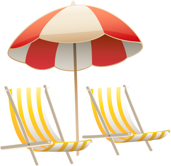 Beach Umbrella And Chairs Png Clipart Image - Beach Umbrella And Chair Clip Art (600x582)
