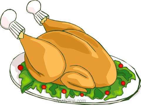 Christmas Turkey Dinner Royalty Free Vector Clip Art - Dessin Dinde De Noel (640x480)