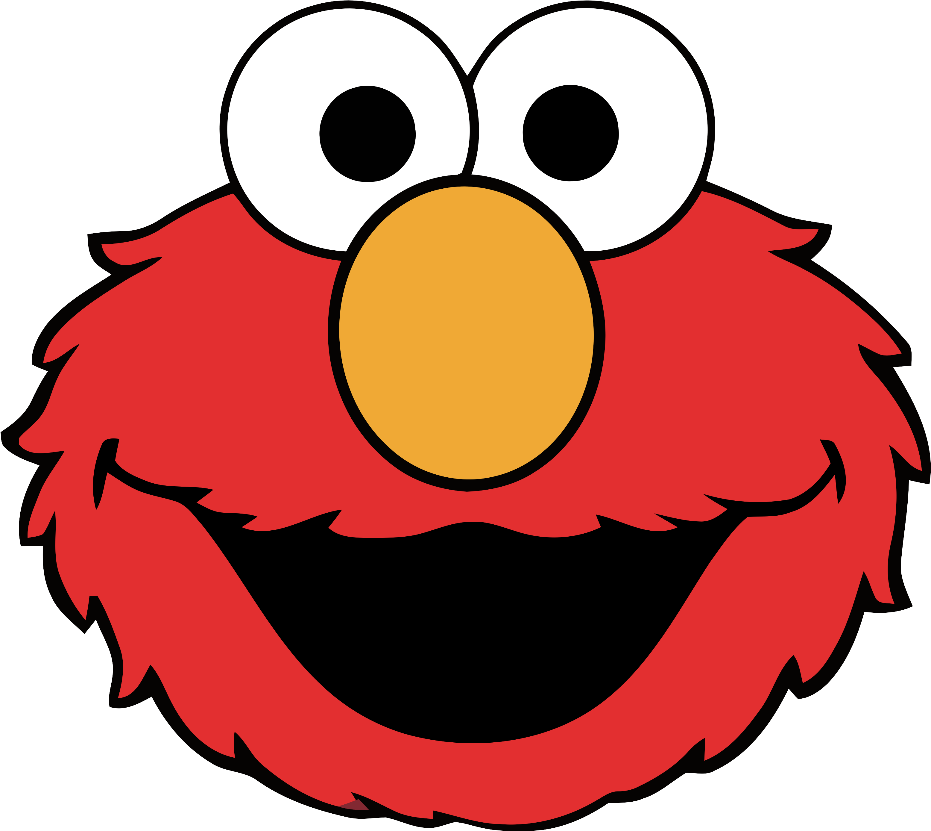 Elmo Ernie Cookie Monster Big Bird Clip Art - Elmo Face No Background (3250x3051)