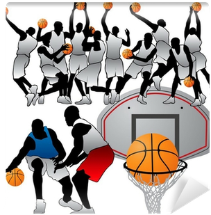 Basketball Players Silhouettes Set Wall Mural • Pixers® - Vector Graphics (400x400)