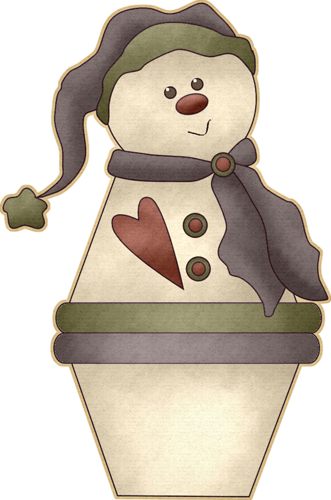 Country Snowman Clipart - Blumen-topfsnowmen Mousepads (331x500)