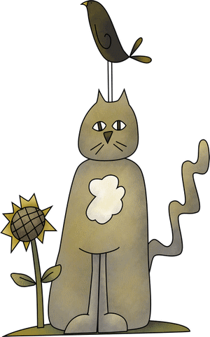 Country Cat Clip Art - Land-krähen-und Katzen-rezept-karten Postkarte (300x481)