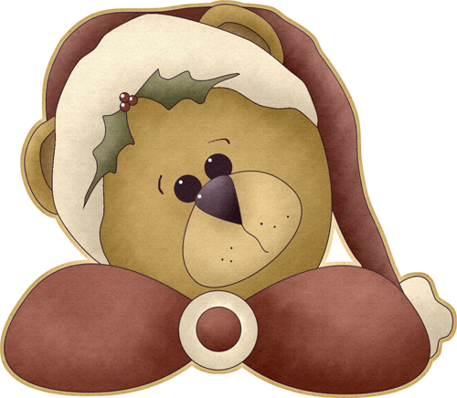 Country Teddy Bear Santa - Christmas Tag (500x436)