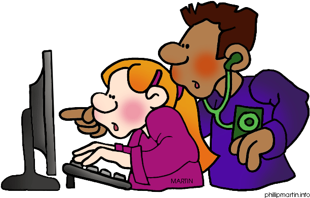 Student Technology Clipart - Student At Computer Clip Art (648x419)