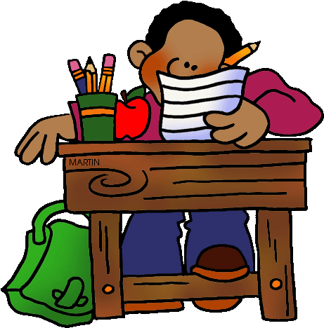 Student Working Clipart & Student Working Clip Art - School Desk Clip Art (488x504)