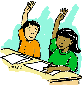 Student Raising Hand Clip Art - Hand Up In Class (350x360)