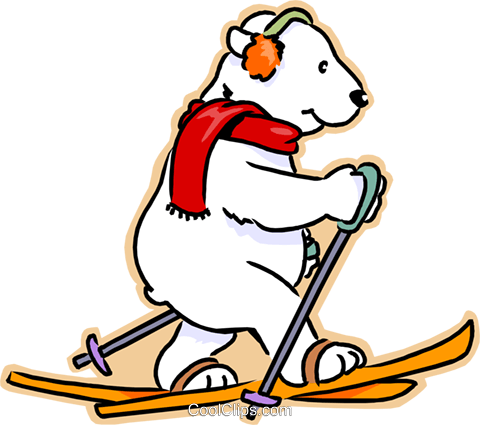Polar Bear Cross Country Skiing Royalty Free Vector - Polar Bear Clip Art (480x425)