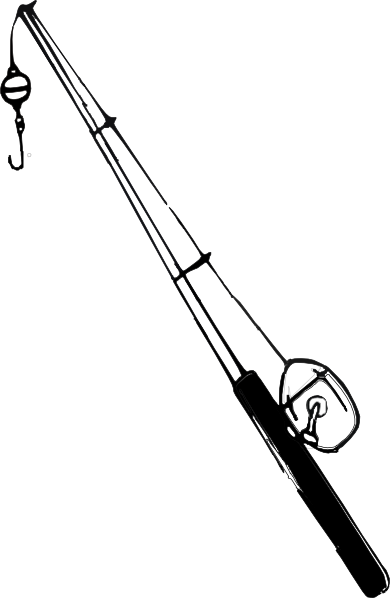 Fishing Rod And Reel Clipart - Fishing Rod Clipart Black And White (390x598)